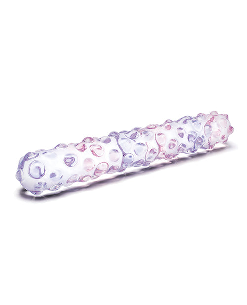 Glas Purple Rose Glass Nubby Dildo 9in - Clear/Pink