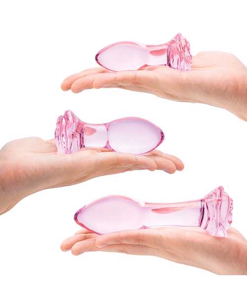 Glas Rosebud Butt Plug Set (3 Piece) - Pink