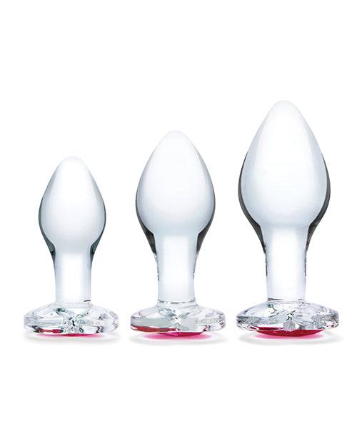 Glas Heart Jewel Glass Anal Training Set (3 Piece) - Clear
