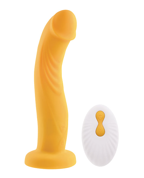 Gender X Sweet Embrace Rechargeable Silicone Dual Vibrating Strap-On with Remote Control - Yellow/Black