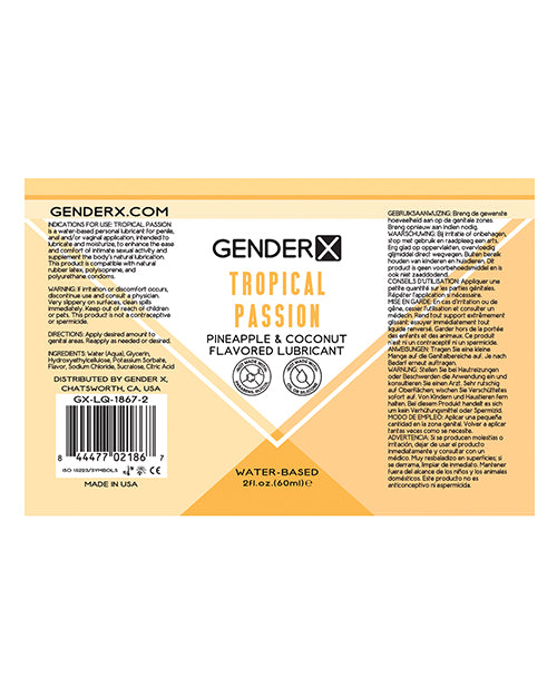 Gender X Tropical Passion Water Based Flavored Lubricant 2oz.