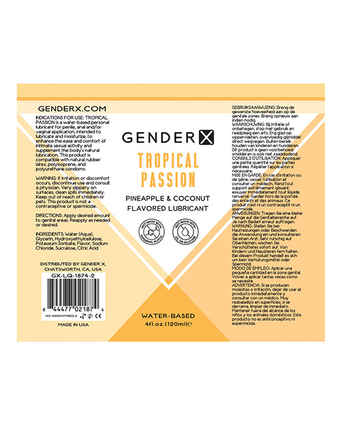 Gender X Tropical Passion Water Based Flavored Lubricant 4oz.