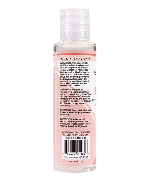Gender X Beach Bliss Water Based Flavored Lubricant 4oz. - Peach