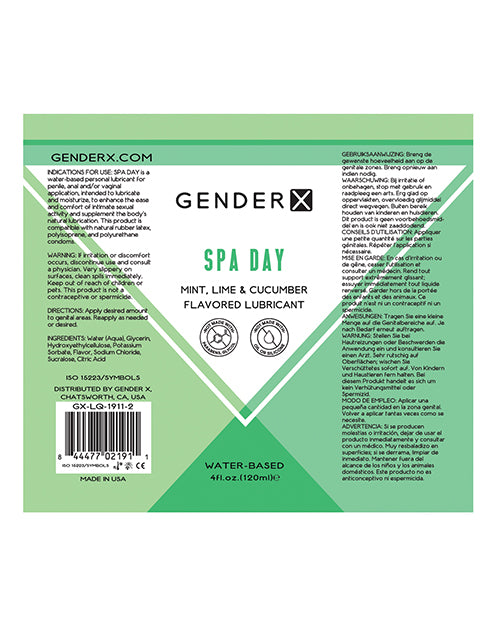 Gender x Spa Day Water Based Flavored Lubricant 4oz - Mint