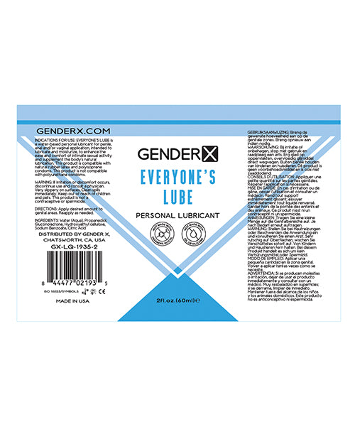 Gender X Everyone`s Lube Water Based Lubricant 2oz