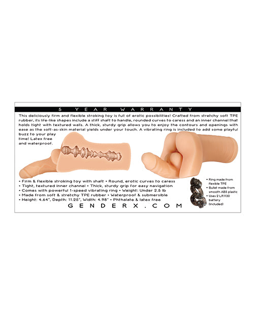 Gender X Backdoor Bash Stroker with Vibrating Cock Ring - Vanilla