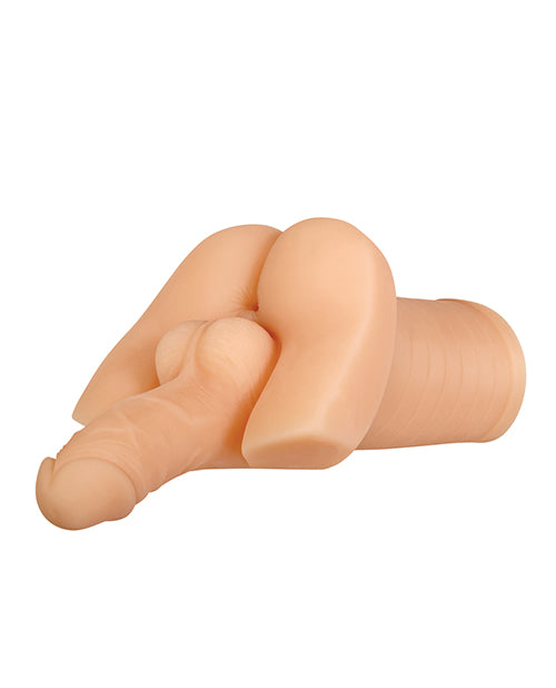 Gender X Backdoor Bash Stroker with Vibrating Cock Ring - Vanilla
