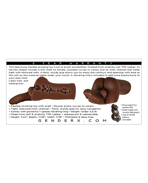 Gender X Backdoor Bash Stroker with Vibrating Cock Ring - Chocolate