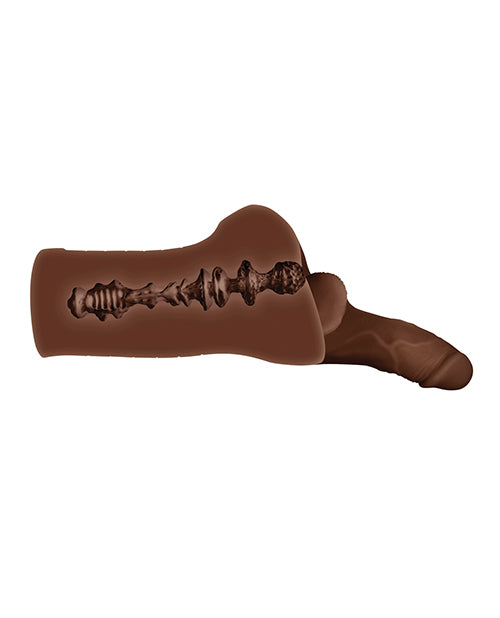 Gender X Backdoor Bash Stroker with Vibrating Cock Ring - Chocolate