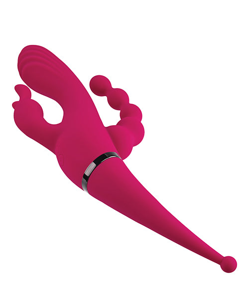 Gender X Four by Four Rechargeable Silicone Quadruple Stimulating Vibrator - Red
