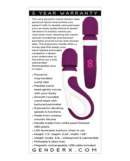Gender X Handle It Rechargeable Silicone Wand Vibrator - Purple/White