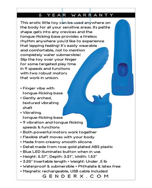 Gender X Flick It Rechargeable Silicone Vibrator - Blue