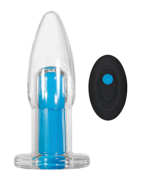 Gender X Electric Blue Silicone Rechargeable Vibrator with Remote Control - Clear/ Blue