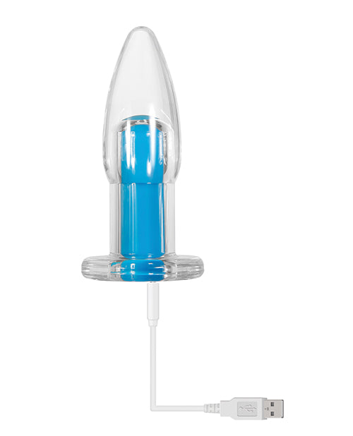 Gender X Electric Blue Silicone Rechargeable Vibrator with Remote Control - Clear/ Blue