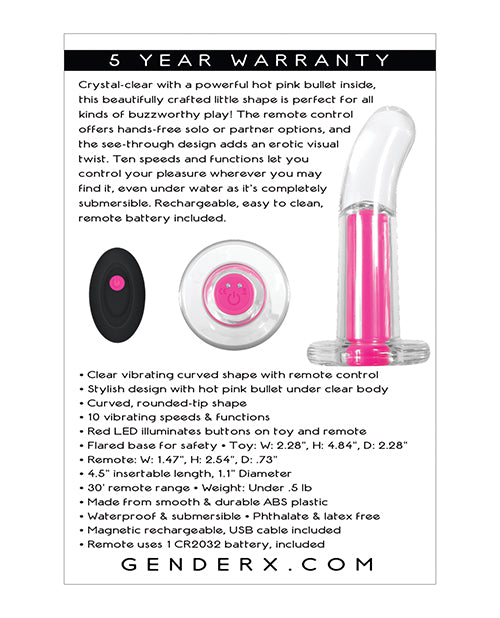 Gender X Pink Paradise Rechargeable Vibrator with Remote Control - Clear/Pink