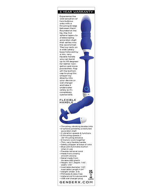 Gender X Play Ball Rechargeable Silicone Thrusting Probe - Blue