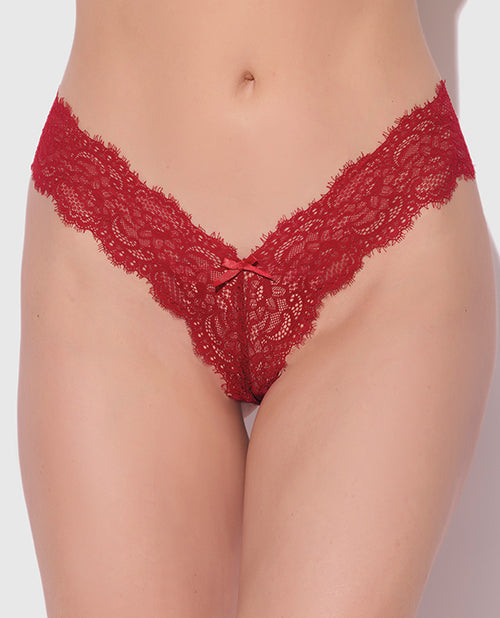 Lana Sheer Lace V-Thong - Red LG