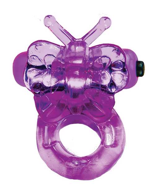 Purrfect Pets Buzzy Butterfly Silicone Stimulator with Vibrating Bullet - Purple
