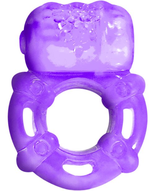 Super Stud Orgasmic Vibrating Silicone Cock Ring Waterproof - Purple