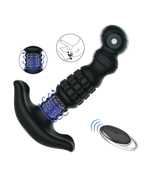 Pineapple Man Rolling Bead Vibrating Rechargeable Silicone Prostate Massager - Black