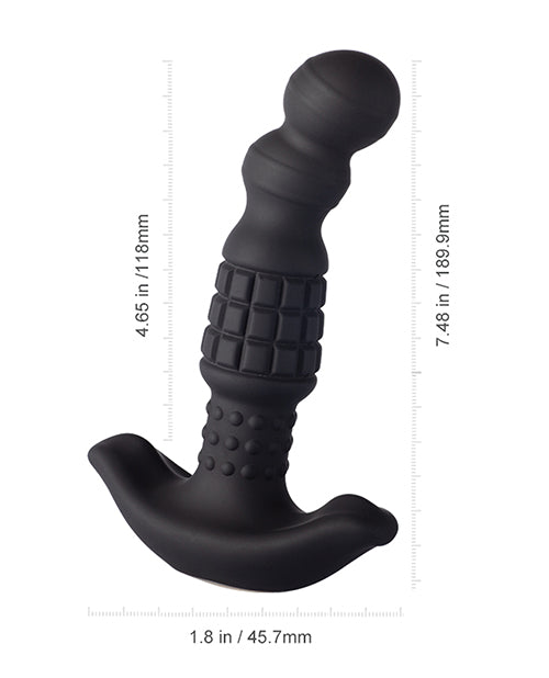 Pineapple Man Rolling Bead Vibrating Rechargeable Silicone Prostate Massager - Black