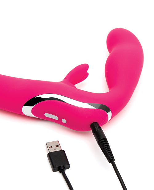 Happy Rabbit Strapless Strap-On Silicone Rabbit Vibrator - Pink