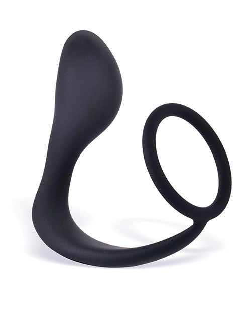 The 9`s - P Zone Silicone Cock Ring with Butt Plug - Black