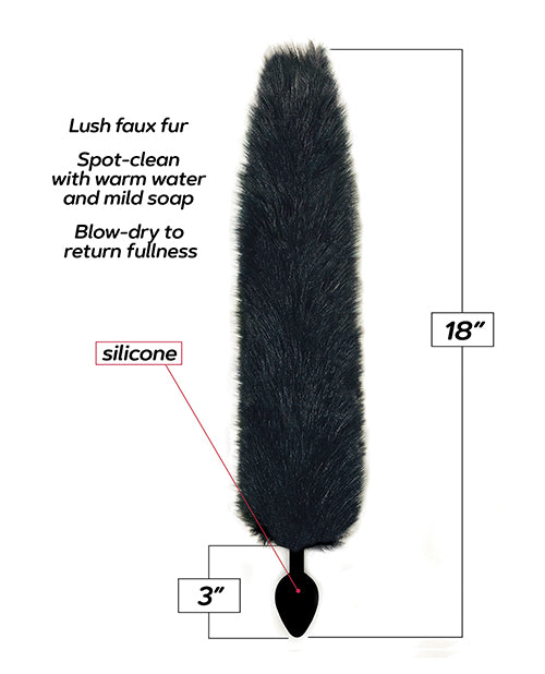 Foxy Silicone Fox Tail Butt Plug - Black