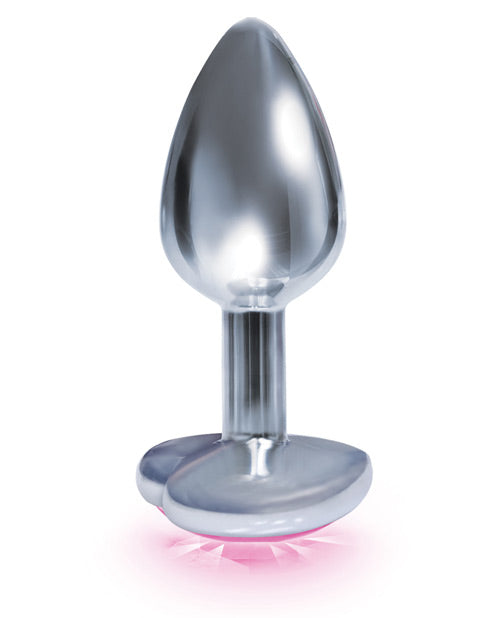 The 9`s - The Silver Starter Bejeweled Heart Stainless Steel Plug - Pink