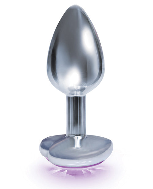 The 9`s - The Silver Starter Bejeweled Heart Stainless Steel Plug - Violet