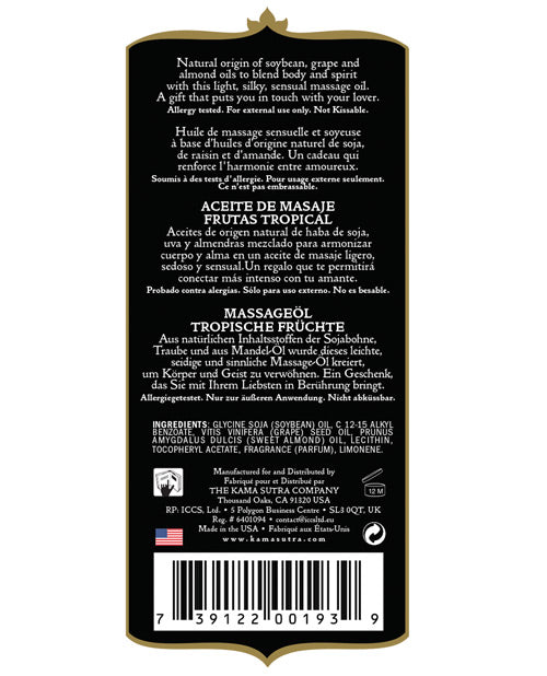 Kama Sutra Naturals Massage Oil Tropical Mango 8oz