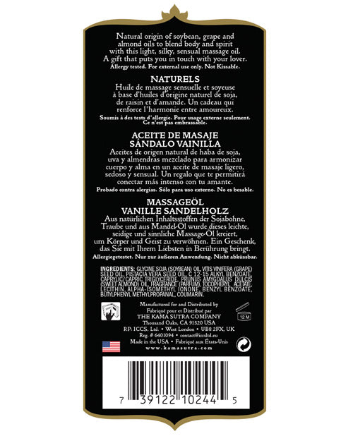 Kama Sutra Naturals Massage Oil Vanilla Sandalwood 8oz