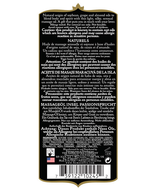 Kama Sutra Naturals Massage Oil Island Passion Berry 8oz