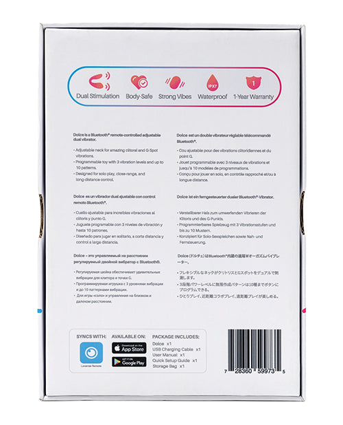 Lovense Dolce App Compatible Silicone Rechargeable Dual Vibrator - Pink