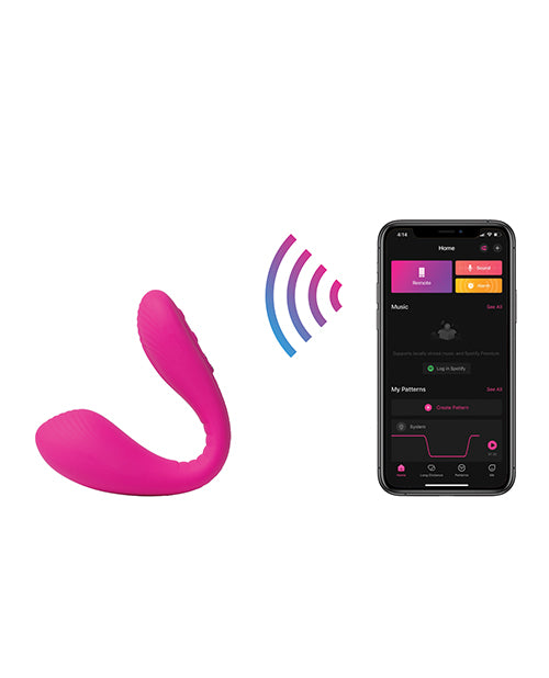 Lovense Dolce App Compatible Silicone Rechargeable Dual Vibrator - Pink