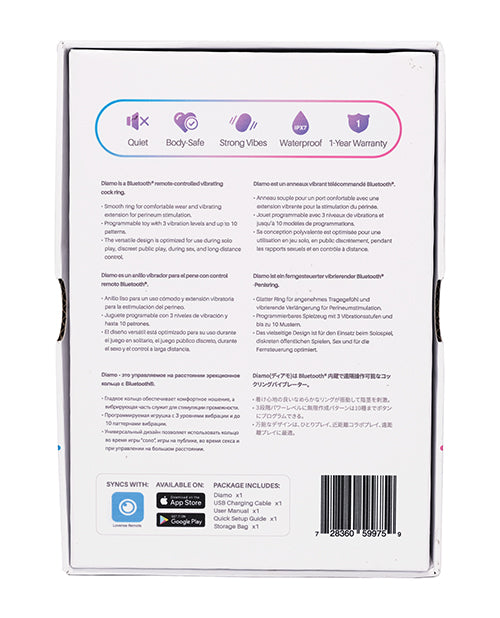 Lovense Diamo App Compatible Vibrating Silicone Cock Ring - Black