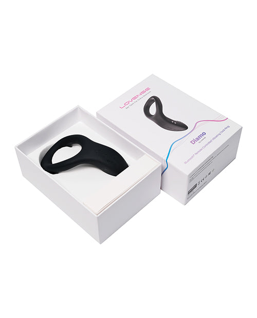 Lovense Diamo App Compatible Vibrating Silicone Cock Ring - Black