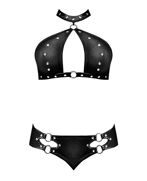 Lust Juno Top w/Velcro Choker Neck & Mini Short Black L/XL