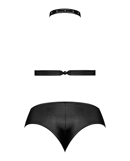 Lust Juno Top w/Velcro Choker Neck & Mini Short Black L/XL