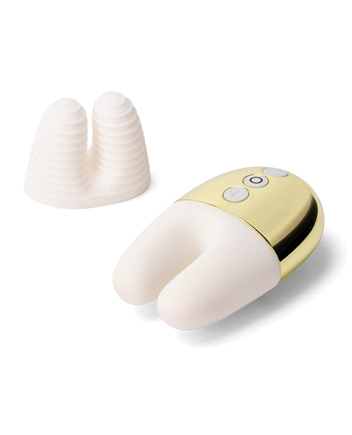 Le Wand Double Vibe Rechargeable Silicone Vibrator - White/Gold