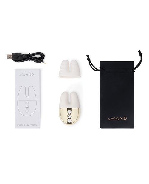 Le Wand Double Vibe Rechargeable Silicone Vibrator - White/Gold