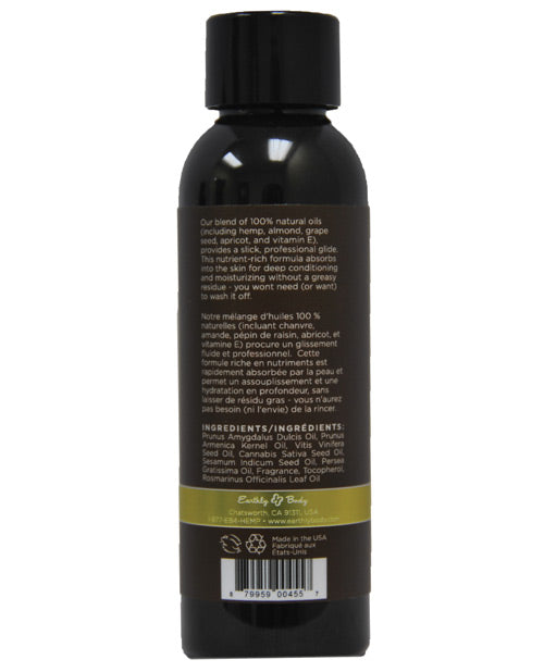 Earthly Body Hemp Seed Massage and Body Oil Nag Champa 2oz