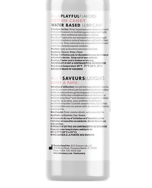 Swiss Navy 4 in 1 Flavored Lubricant 4oz - Cotton Candy