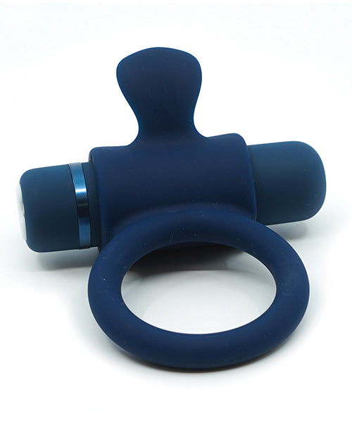 Nu Sensuelle Silicone Bullet Ring Rechargeable Vibrating Cock Ring - Navy Blue