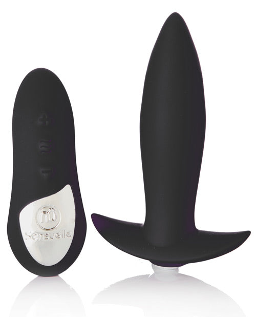 Nu Sensuelle Mini-Plug Rechargeable Silicone Vibrating Plug with Remote Control - Black