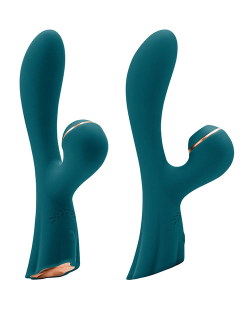 Luxe Aura Rechargeable Silicone Rabbit Vibrator - Teal