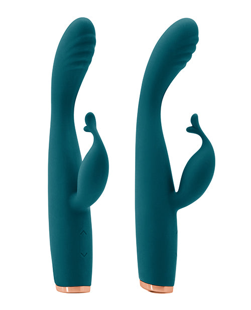 Luxe Skye Silicone Rechargeable Slim Rabbit Vibrator - Teal
