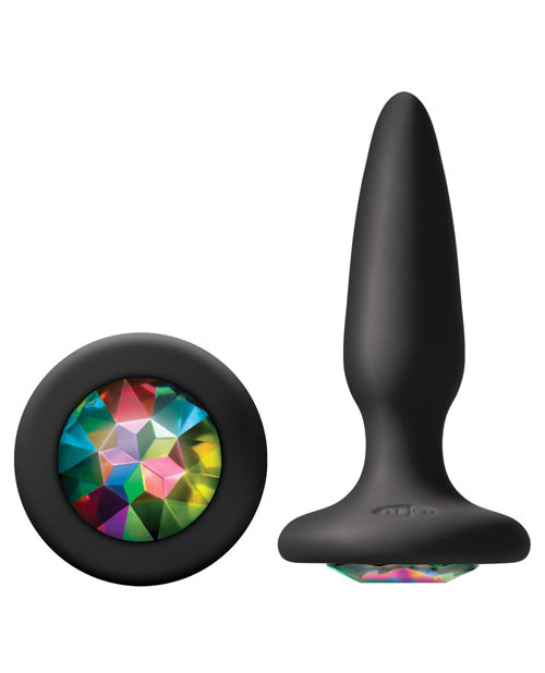Glams Mini Silicone Butt Plug Rainbow Gem - Black