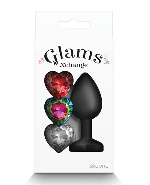 Glams Xchange Heart Silicone Anal Plug - Small - Black