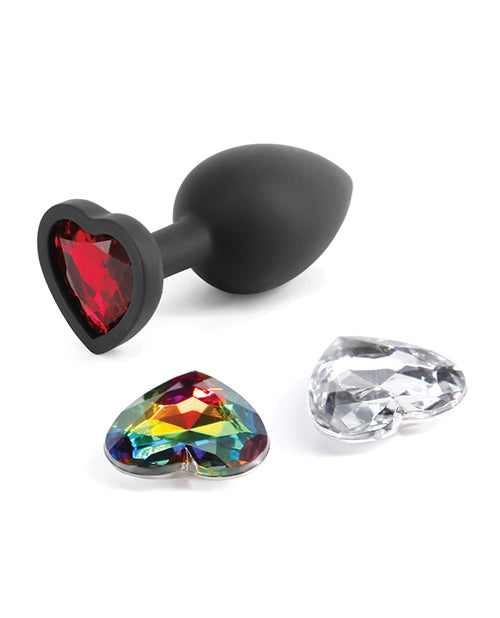Glams Xchange Heart Silicone Anal Plug - Small - Black